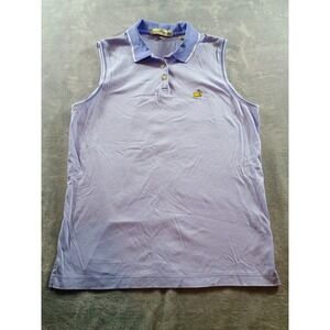 Magnolia‎ Lane Women Masters Polo Lavender XL Sleeveless Striped Logo Shirt